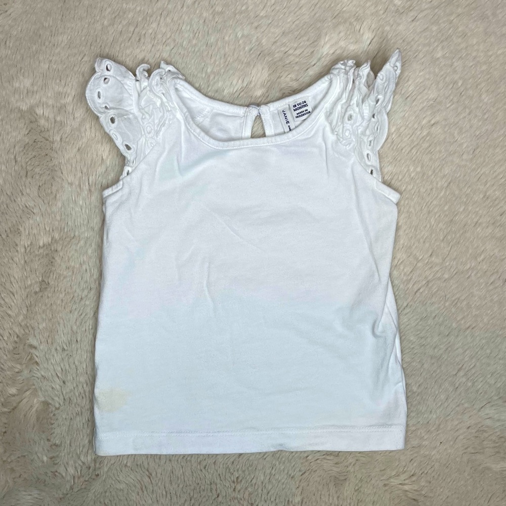 Janie and Jack white top with eyelet sleeves size 18-24 months